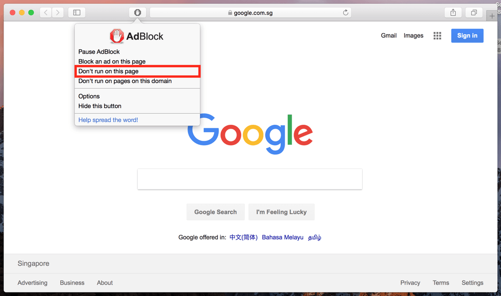 adblock button on google chrome for mac
